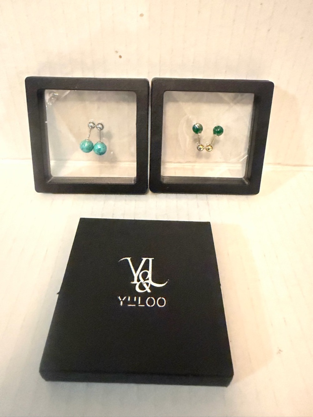 Green Double-Sided Ball Stud Earrings - Reversible Pair